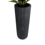 GloboStar® Artificial Garden MATERA 20733 Επιδαπέδιο Πολυεστερικό Τσιμεντένιο Κασπώ Γλάστρα - Flower Pot Μαύρο Φ42 x Υ120cm - Image 4