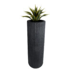 GloboStar® Artificial Garden MATERA 20733 Επιδαπέδιο Πολυεστερικό Τσιμεντένιο Κασπώ Γλάστρα - Flower Pot Μαύρο Φ42 x Υ120cm - Image 6