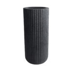 GloboStar® Artificial Garden MATERA 20734 Επιδαπέδιο Πολυεστερικό Τσιμεντένιο Κασπώ Γλάστρα - Flower Pot Μαύρο Φ42 x Υ90cm - Image 2