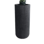GloboStar® Artificial Garden MATERA 20734 Επιδαπέδιο Πολυεστερικό Τσιμεντένιο Κασπώ Γλάστρα - Flower Pot Μαύρο Φ42 x Υ90cm - Image 3