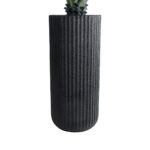GloboStar® Artificial Garden MATERA 20734 Επιδαπέδιο Πολυεστερικό Τσιμεντένιο Κασπώ Γλάστρα - Flower Pot Μαύρο Φ42 x Υ90cm - Image 5