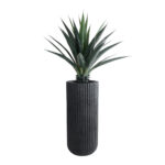 GloboStar® Artificial Garden MATERA 20734 Επιδαπέδιο Πολυεστερικό Τσιμεντένιο Κασπώ Γλάστρα - Flower Pot Μαύρο Φ42 x Υ90cm - Image 6