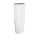 GloboStar® Artificial Garden MARSALA 20735 Επιδαπέδιο Πολυεστερικό Τσιμεντένιο Κασπώ Γλάστρα - Flower Pot Λευκό Φ41 x Υ120cm - Image 2
