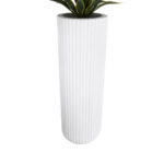 GloboStar® Artificial Garden MARSALA 20735 Επιδαπέδιο Πολυεστερικό Τσιμεντένιο Κασπώ Γλάστρα - Flower Pot Λευκό Φ41 x Υ120cm - Image 3