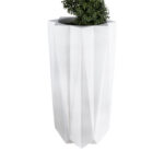 GloboStar® Artificial Garden PADOVA 20739 Επιδαπέδιο Πολυεστερικό Τσιμεντένιο Κασπώ Γλάστρα - Flower Pot Λευκό Φ48 x Υ100cm - Image 4
