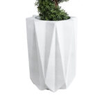 GloboStar® Artificial Garden PADOVA 20740 Επιδαπέδιο Πολυεστερικό Τσιμεντένιο Κασπώ Γλάστρα - Flower Pot Λευκό Φ46 x Υ67cm - Image 3