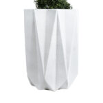 GloboStar® Artificial Garden PADOVA 20740 Επιδαπέδιο Πολυεστερικό Τσιμεντένιο Κασπώ Γλάστρα - Flower Pot Λευκό Φ46 x Υ67cm - Image 5