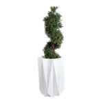 GloboStar® Artificial Garden PADOVA 20740 Επιδαπέδιο Πολυεστερικό Τσιμεντένιο Κασπώ Γλάστρα - Flower Pot Λευκό Φ46 x Υ67cm - Image 6