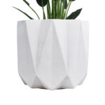 GloboStar® Artificial Garden PADOVA 20741 Επιδαπέδιο Πολυεστερικό Τσιμεντένιο Κασπώ Γλάστρα - Flower Pot Λευκό Φ51 x Υ46cm - Image 5