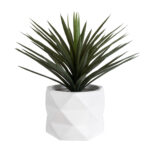 GloboStar® Artificial Garden VARENNA 20742 Επιδαπέδιο Πολυεστερικό Τσιμεντένιο Κασπώ Γλάστρα - Flower Pot Λευκό Φ40 x Υ30cm - Image 6