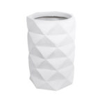 GloboStar® Artificial Garden VARENNA 20743 Επιδαπέδιο Πολυεστερικό Τσιμεντένιο Κασπώ Γλάστρα - Flower Pot Λευκό Φ40 x Υ60cm - Image 2