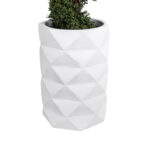 GloboStar® Artificial Garden VARENNA 20743 Επιδαπέδιο Πολυεστερικό Τσιμεντένιο Κασπώ Γλάστρα - Flower Pot Λευκό Φ40 x Υ60cm - Image 3
