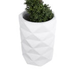 GloboStar® Artificial Garden VARENNA 20743 Επιδαπέδιο Πολυεστερικό Τσιμεντένιο Κασπώ Γλάστρα - Flower Pot Λευκό Φ40 x Υ60cm - Image 4