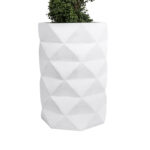 GloboStar® Artificial Garden VARENNA 20743 Επιδαπέδιο Πολυεστερικό Τσιμεντένιο Κασπώ Γλάστρα - Flower Pot Λευκό Φ40 x Υ60cm - Image 5