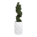 GloboStar® Artificial Garden VARENNA 20743 Επιδαπέδιο Πολυεστερικό Τσιμεντένιο Κασπώ Γλάστρα - Flower Pot Λευκό Φ40 x Υ60cm - Image 6