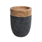 GloboStar® Artificial Garden BELLAGIO 20744 Επιδαπέδιο Πολυεστερικό Τσιμεντένιο Κασπώ Γλάστρα - Flower Pot Μαύρο με Καφέ Φ39 x Υ52cm - Image 2