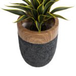 GloboStar® Artificial Garden BELLAGIO 20744 Επιδαπέδιο Πολυεστερικό Τσιμεντένιο Κασπώ Γλάστρα - Flower Pot Μαύρο με Καφέ Φ39 x Υ52cm - Image 4