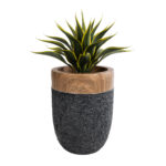 GloboStar® Artificial Garden BELLAGIO 20744 Επιδαπέδιο Πολυεστερικό Τσιμεντένιο Κασπώ Γλάστρα - Flower Pot Μαύρο με Καφέ Φ39 x Υ52cm - Image 6