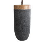 GloboStar® Artificial Garden BELLAGIO 20745 Επιδαπέδιο Πολυεστερικό Τσιμεντένιο Κασπώ Γλάστρα - Flower Pot Μαύρο με Καφέ Φ42 x Υ91cm - Image 5