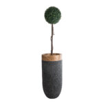 GloboStar® Artificial Garden BELLAGIO 20745 Επιδαπέδιο Πολυεστερικό Τσιμεντένιο Κασπώ Γλάστρα - Flower Pot Μαύρο με Καφέ Φ42 x Υ91cm - Image 6