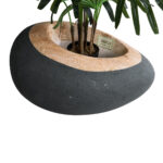GloboStar® Artificial Garden RAVELLO 20746 Επιδαπέδιο Πολυεστερικό Τσιμεντένιο Κασπώ Γλάστρα - Flower Pot Μαύρο με Καφέ Μ82 x Π62 x Υ45cm - Image 4
