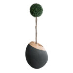 GloboStar® Artificial Garden RAVELLO 20747 Επιδαπέδιο Πολυεστερικό Τσιμεντένιο Κασπώ Γλάστρα - Flower Pot Μαύρο με Καφέ Μ60 x Π50 x Υ75cm - Image 6