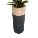 GloboStar® Artificial Garden BELLANO 20748 Επιδαπέδιο Πολυεστερικό Τσιμεντένιο Κασπώ Γλάστρα - Flower Pot Μαύρο με Καφέ Φ36 x Υ90cm - Image 4
