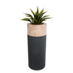 GloboStar® Artificial Garden BELLANO 20748 Επιδαπέδιο Πολυεστερικό Τσιμεντένιο Κασπώ Γλάστρα - Flower Pot Μαύρο με Καφέ Φ36 x Υ90cm - Image 6