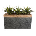 GloboStar® Artificial Garden TOSCANE 20749 Επιδαπέδιο Πολυεστερικό Τσιμεντένιο Κασπώ Γλάστρα - Flower Pot Γκρι με Καφέ Μ110 x Π30 x Υ61cm - Image 3