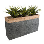 GloboStar® Artificial Garden TOSCANE 20749 Επιδαπέδιο Πολυεστερικό Τσιμεντένιο Κασπώ Γλάστρα - Flower Pot Γκρι με Καφέ Μ110 x Π30 x Υ61cm - Image 6