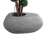 GloboStar® Artificial Garden FLORENCE 20750 Επιδαπέδιο Πολυεστερικό Τσιμεντένιο Κασπώ Γλάστρα - Flower Pot Γκρι Μ108 x Π72 x Υ40cm - Image 3