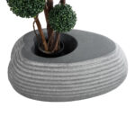 GloboStar® Artificial Garden FLORENCE 20750 Επιδαπέδιο Πολυεστερικό Τσιμεντένιο Κασπώ Γλάστρα - Flower Pot Γκρι Μ108 x Π72 x Υ40cm - Image 4