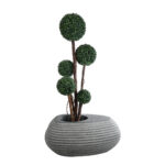 GloboStar® Artificial Garden FLORENCE 20750 Επιδαπέδιο Πολυεστερικό Τσιμεντένιο Κασπώ Γλάστρα - Flower Pot Γκρι Μ108 x Π72 x Υ40cm - Image 6