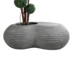 GloboStar® Artificial Garden FLORENCE 20751 Επιδαπέδιο Πολυεστερικό Τσιμεντένιο Κασπώ Γλάστρα - Flower Pot Γκρι Μ130 x Π90 x Υ48cm - Image 3