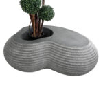 GloboStar® Artificial Garden FLORENCE 20751 Επιδαπέδιο Πολυεστερικό Τσιμεντένιο Κασπώ Γλάστρα - Flower Pot Γκρι Μ130 x Π90 x Υ48cm - Image 4