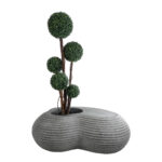 GloboStar® Artificial Garden FLORENCE 20751 Επιδαπέδιο Πολυεστερικό Τσιμεντένιο Κασπώ Γλάστρα - Flower Pot Γκρι Μ130 x Π90 x Υ48cm - Image 6