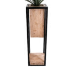 GloboStar® Artificial Garden CASSIANO 20752 Επιδαπέδιο Μεταλλικό Τσιμεντένιο Κασπώ Γλάστρα - Flower Pot Καφέ με Μαύρο Μ36 x Π36 x Υ120cm - Image 3