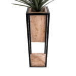 GloboStar® Artificial Garden CASSIANO 20752 Επιδαπέδιο Μεταλλικό Τσιμεντένιο Κασπώ Γλάστρα - Flower Pot Καφέ με Μαύρο Μ36 x Π36 x Υ120cm - Image 4