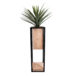 GloboStar® Artificial Garden CASSIANO 20752 Επιδαπέδιο Μεταλλικό Τσιμεντένιο Κασπώ Γλάστρα - Flower Pot Καφέ με Μαύρο Μ36 x Π36 x Υ120cm - Image 6