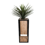 GloboStar® Artificial Garden CASSIANO 20753 Επιδαπέδιο Μεταλλικό Τσιμεντένιο Κασπώ Γλάστρα - Flower Pot Καφέ με Μαύρο Μ36 x Π36 x Υ90cm - Image 6