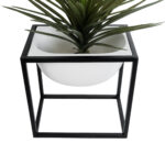 GloboStar® Artificial Garden FIORI 20754 Επιδαπέδιο Μεταλλικό Τσιμεντένιο Κασπώ Γλάστρα - Flower Pot Λευκό με Μαύρο Μ60 x Π40 x Υ60cm - Image 5