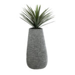 GloboStar® Artificial Garden RONDA 20760 Επιδαπέδιο Πολυεστερικό Τσιμεντένιο Κασπώ Γλάστρα - Flower Pot Γκρι Μ54 x Π48 x Υ104cm - Image 6