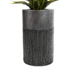 GloboStar® Artificial Garden PISA 20761 Επιδαπέδιο Πολυεστερικό Τσιμεντένιο Κασπώ Γλάστρα - Flower Pot Γκρι Ανθρακί Φ36 x Υ60cm - Image 5