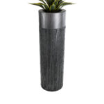 GloboStar® Artificial Garden PISA 20762 Επιδαπέδιο Πολυεστερικό Τσιμεντένιο Κασπώ Γλάστρα - Flower Pot Γκρι Ανθρακί Φ36 x Υ120cm - Image 3