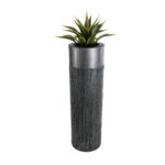 GloboStar® Artificial Garden PISA 20762 Επιδαπέδιο Πολυεστερικό Τσιμεντένιο Κασπώ Γλάστρα - Flower Pot Γκρι Ανθρακί Φ36 x Υ120cm - Image 6
