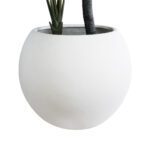 GloboStar® Artificial Garden MURANO 20766 Επιδαπέδιο Πολυεστερικό Τσιμεντένιο Κασπώ Γλάστρα - Flower Pot Λευκό Φ90 x Υ70cm - Image 3