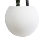 GloboStar® Artificial Garden MURANO 20766 Επιδαπέδιο Πολυεστερικό Τσιμεντένιο Κασπώ Γλάστρα - Flower Pot Λευκό Φ90 x Υ70cm - Image 5