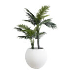 GloboStar® Artificial Garden MURANO 20766 Επιδαπέδιο Πολυεστερικό Τσιμεντένιο Κασπώ Γλάστρα - Flower Pot Λευκό Φ90 x Υ70cm - Image 6