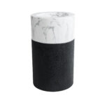 GloboStar® Artificial Garden ALMUDENA 20769 Επιδαπέδιο Πολυεστερικό Τσιμεντένιο Κασπώ Γλάστρα - Flower Pot Μαύρο με Λευκό Φ36 x Υ60cm - Image 2