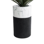 GloboStar® Artificial Garden ALMUDENA 20769 Επιδαπέδιο Πολυεστερικό Τσιμεντένιο Κασπώ Γλάστρα - Flower Pot Μαύρο με Λευκό Φ36 x Υ60cm - Image 3